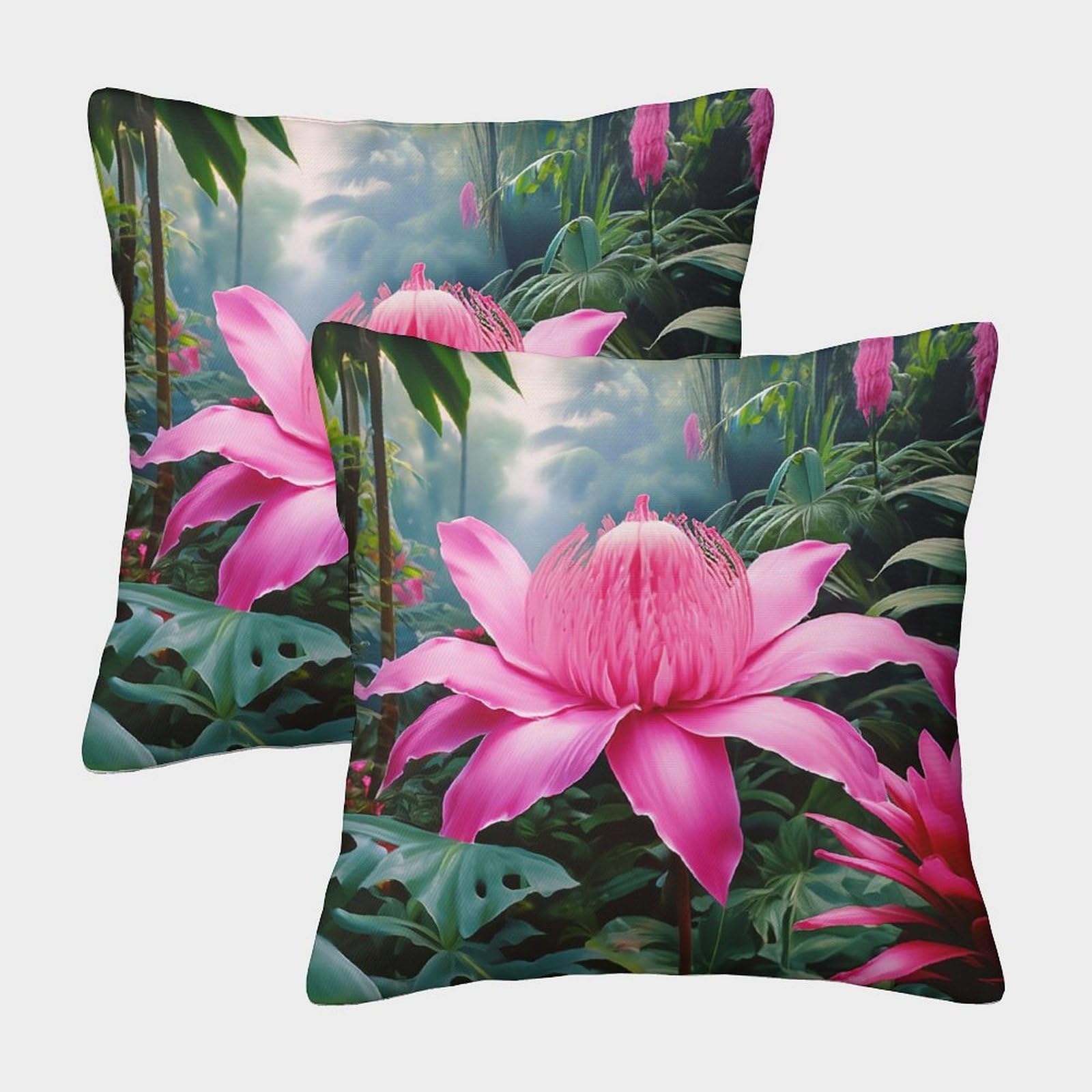 kaiyun 2 Pack King Protea,Tropical Flowers 3D Cushion Cover Pillow Cover Sofa Outdoor Decoration Square 45x45cm