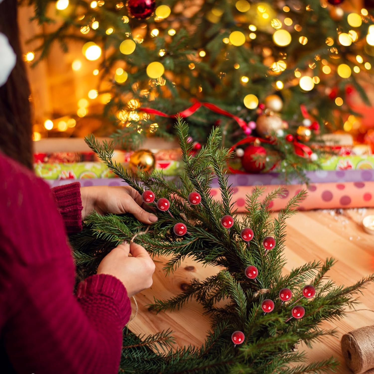 Lot de 2 guirlandes de Noël artificielles de 1,8 m pour décoration de Lot de 2 guirlandes de Noël artificielles de 1,8 m pour décoration de