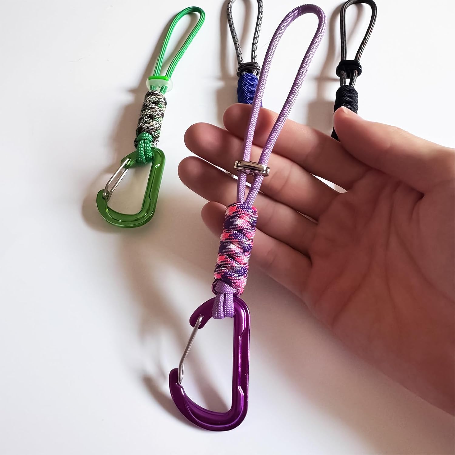 Paracord Keychain - Triangle/D-Shaped Carabiner Clip with Lanyard for Hanging Water Bottle, Key, Backpacks and More image 2
