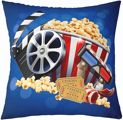 Miniatura 8 de Erosebridal Funda de almohada con temática de película de 18 x 18 pulgadas, funda de almohada vintage para niños y adolescentes, funda de cojín para