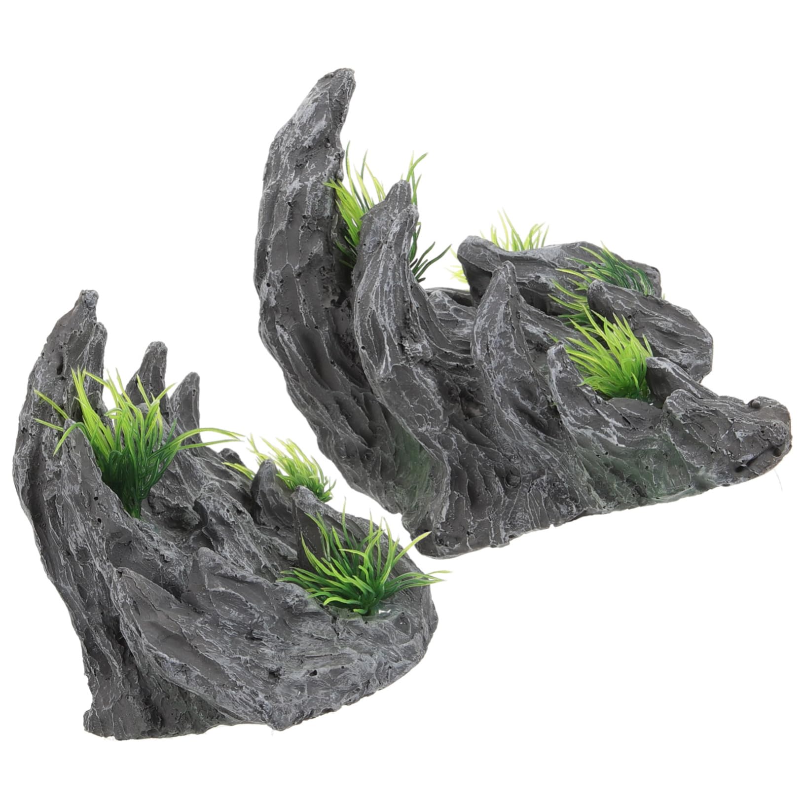 OUNONA Decoración del Paisaje del Acuario Decoración De Acuario De Peces Decoraciones De Peceras Acuarios Estatua De Rocalla Pecera Rocalla Resina 2 Piezas X 4