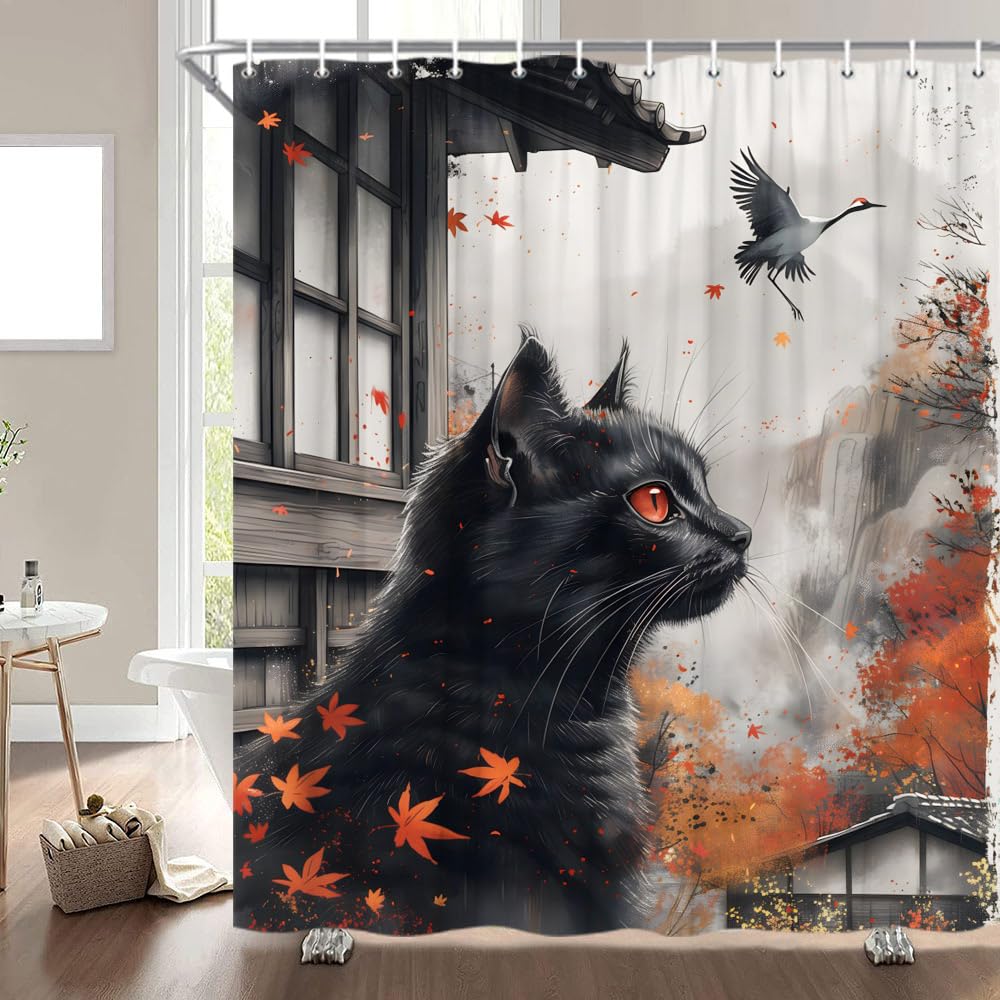 TYHKXAI Rideau De Douche De Style Japonais, Motif Floral Rose