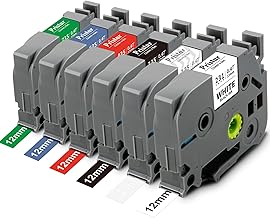 Pristar 6 x Tze Tape 12 mm Compatible with Brother TZe-231 TZe-135 TZe-335 TZe-435 TZe-531 TZe-735 Tz for Brother P-touch H107B P710bt H100LB E110 H100R D210 H200 42D 400 1250 H101C D200 D600VP