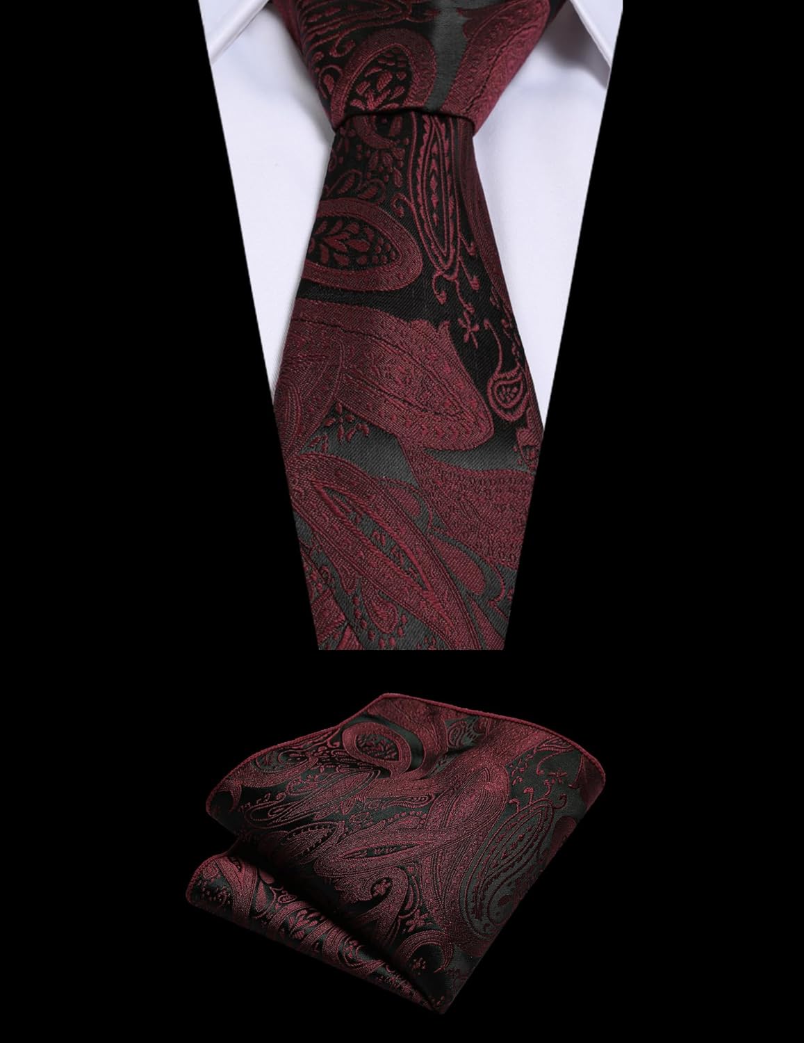 COOFANDY Men's Suit Vest Tie Set 3PC Paisley Jacquard Waistcoat and Necktie Pocket Square for Holiday Party Wedding