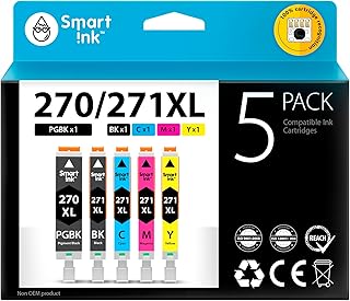 Smart Ink Compatible Ink Cartridge Replacement for Canon PGI 270 XL CLI 271 XL PGI-270XL CLI-271XL 5 Pack (PGBK & BK/C/M/Y) for PIXMA MG5720, MG5721, MG5722, MG6820, MG6821, MG6822, TS5020, TS6020