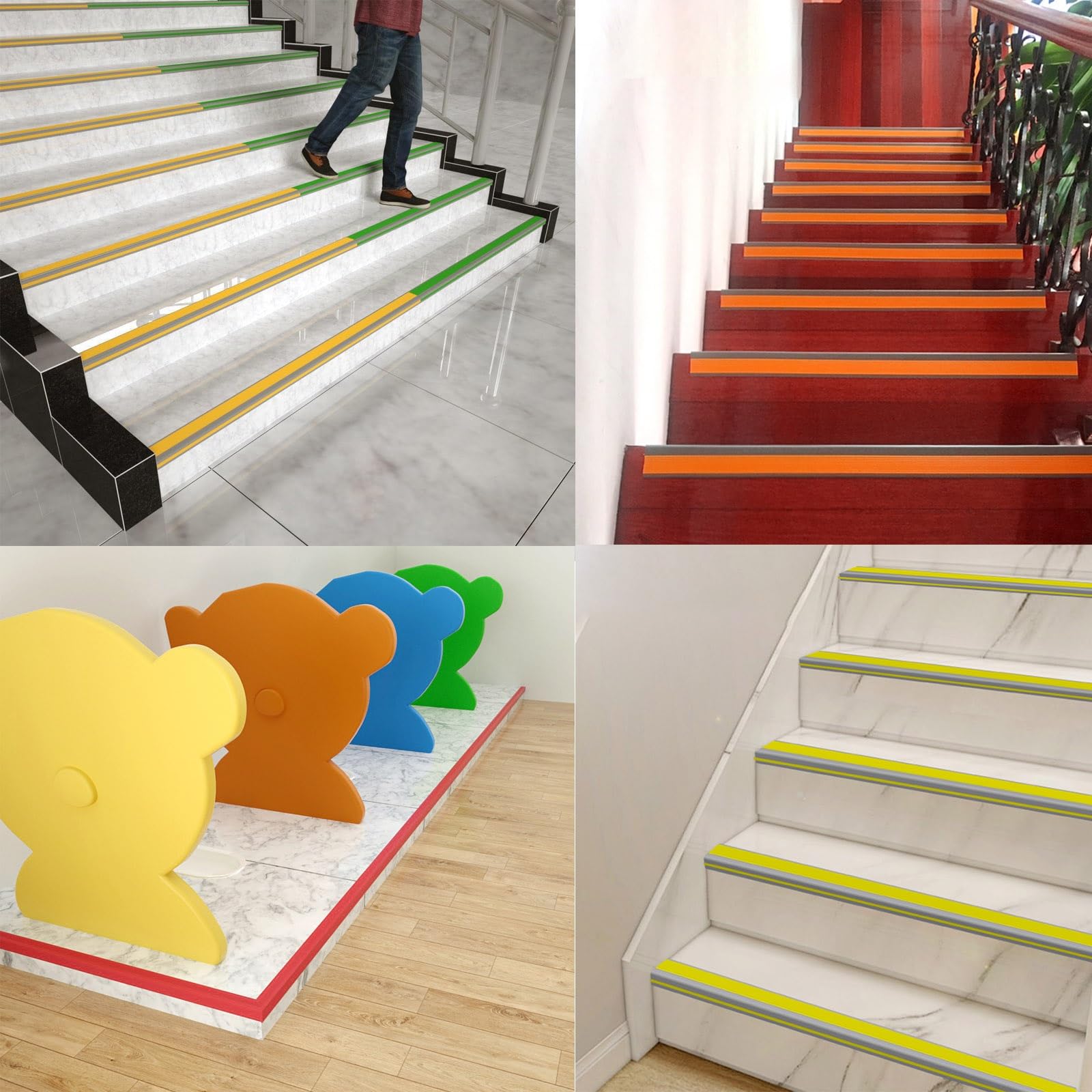 Autoadhesivo De Borde para Escaleras en Forma De L, Tiras Antideslizantes para Peldaños, Material De Pvc Tiras Antideslizantes Autoadhesivas, Adhesivo Y Antideslizante, Apto para Escaleras ( Color : A