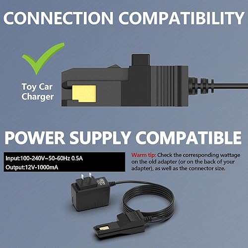 Miniatura 7 de Cargador de batería de 12 V Power Wheels compatible con juguetes de paseo Adaptador de 12 voltios para niños, automóvil Fisher-Price y Barbie Power