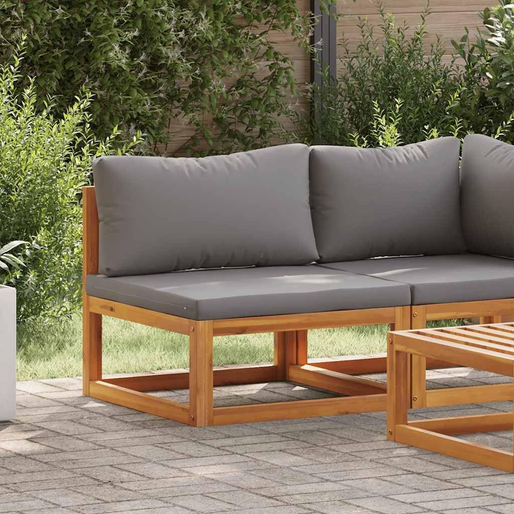 Dark Grey Solid Acacia Wood Middle Sofa, Oiled Finish, 27.6x28.0x23.6 inch, Durable Outdoor Furniture for Patio, Balcony, Garden Seating