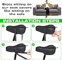 Vista 6 de Zacro Cojín de asiento de bicicleta, funda acolchada de gel para asiento de bicicleta para hombres y mujeres, cómodo, asiento de bicicleta