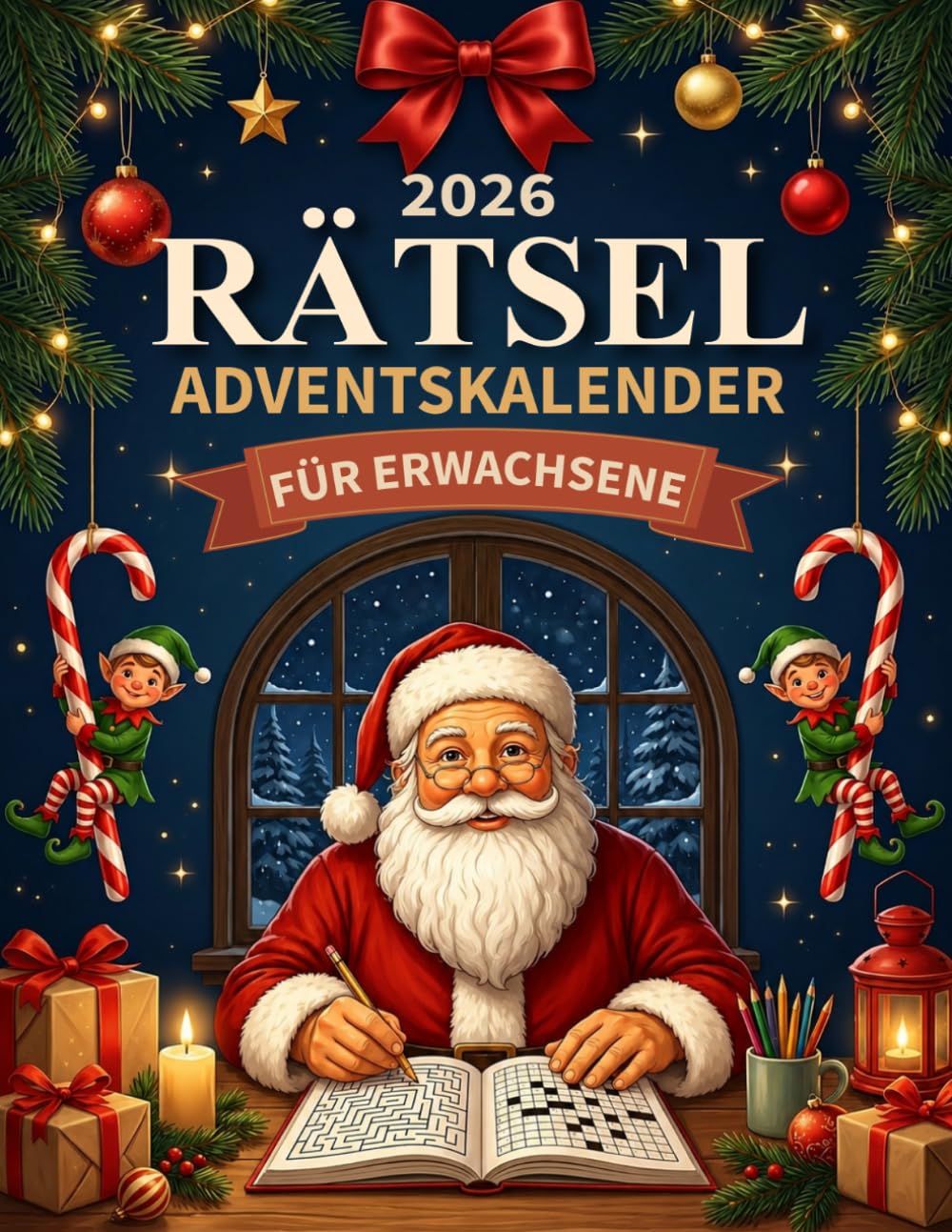 Rätsel Adventskalender 2026 für Erwachsene: 24 Tage voller Rätselspaß mit 72 abwechslungsreichen Aufgaben in großer Schrift für eine stimmungsvolle Adventszeit