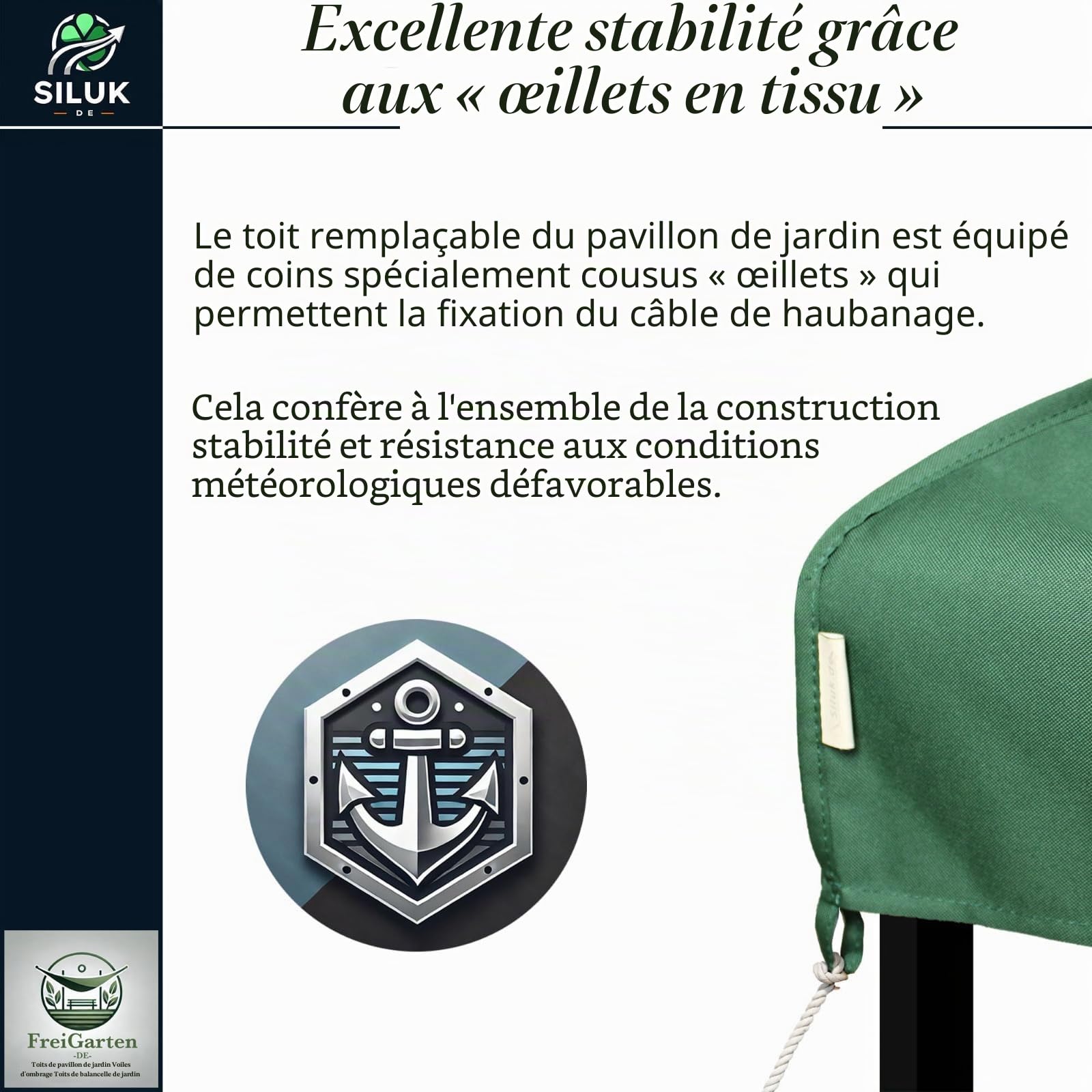 Modèle 2 Toit de rechange pour pavillon de jardin 3 x 3 m Étanche Matériau Panama en PCV souple 370 g/m² ultra résistant