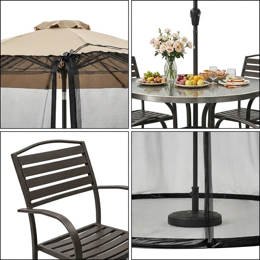 Patio Schirmnetz 300cm Winddicht Insektenschutz(White)