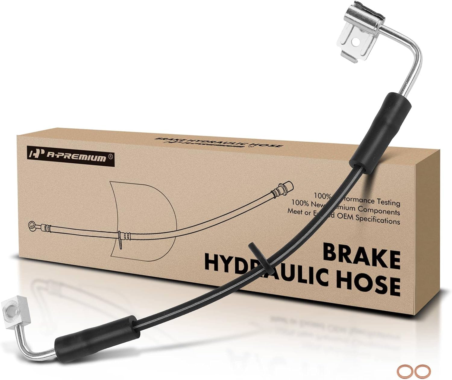 A-Premium Front Driver Brake Hydraulic Hose Compatible with Jeep Models - Wrangler 2007 3.5L - Replace# 52060045AD