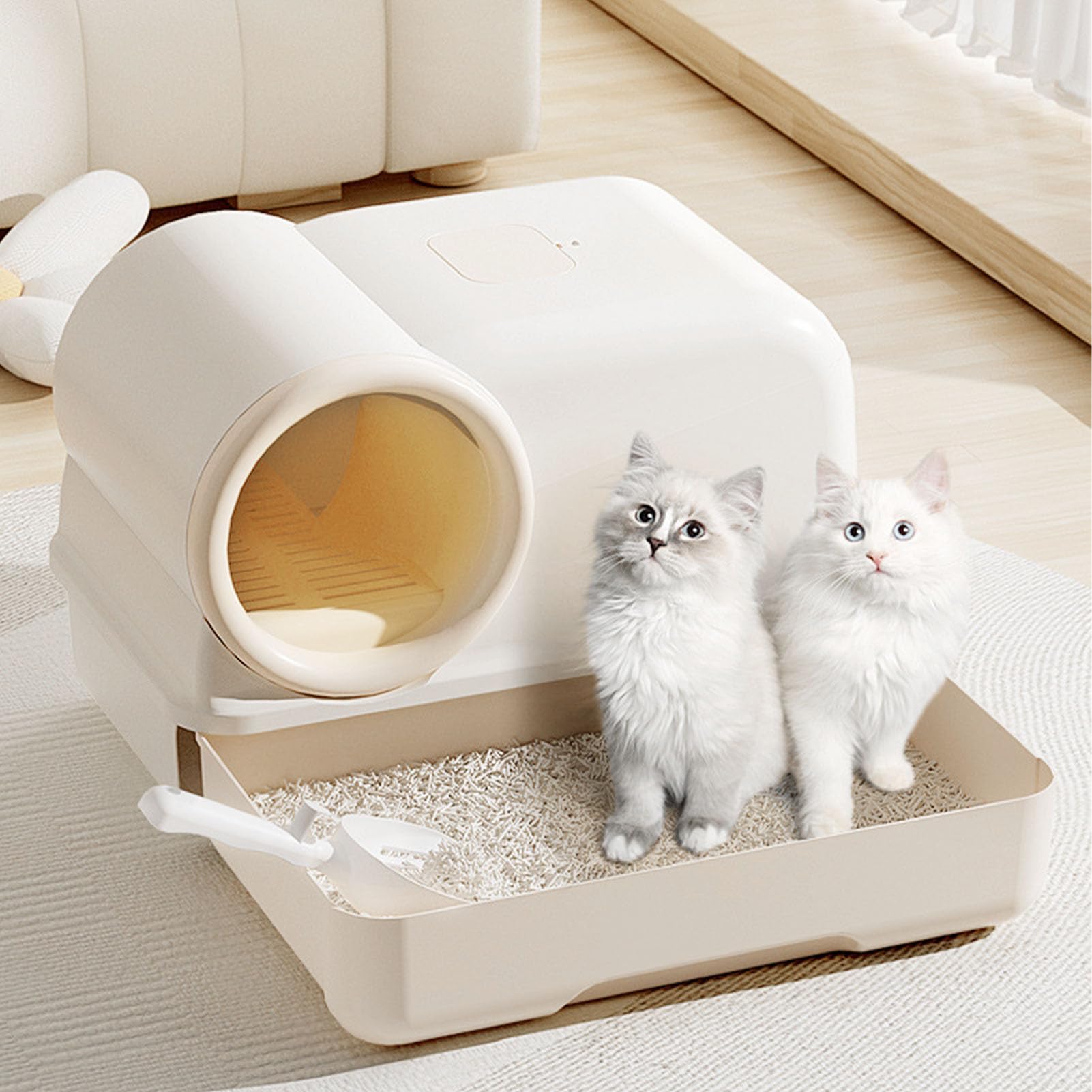 Katzenklo mit Haube, Geruchsneutralisierend und Auslaufsicher mit Korridor-Design, für den Innenbereich