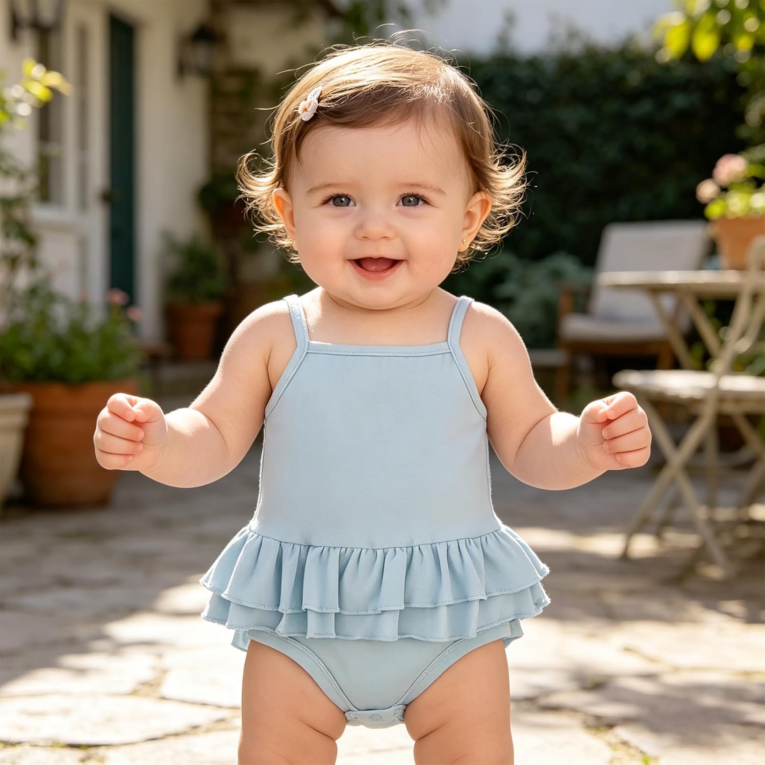 ROMPERINBOX Tank Top Onsies Baby Girl 2 Pack Sleeveless Bodysuit Spaghetti Strap Summer Clothes for Infants 0-24 Months