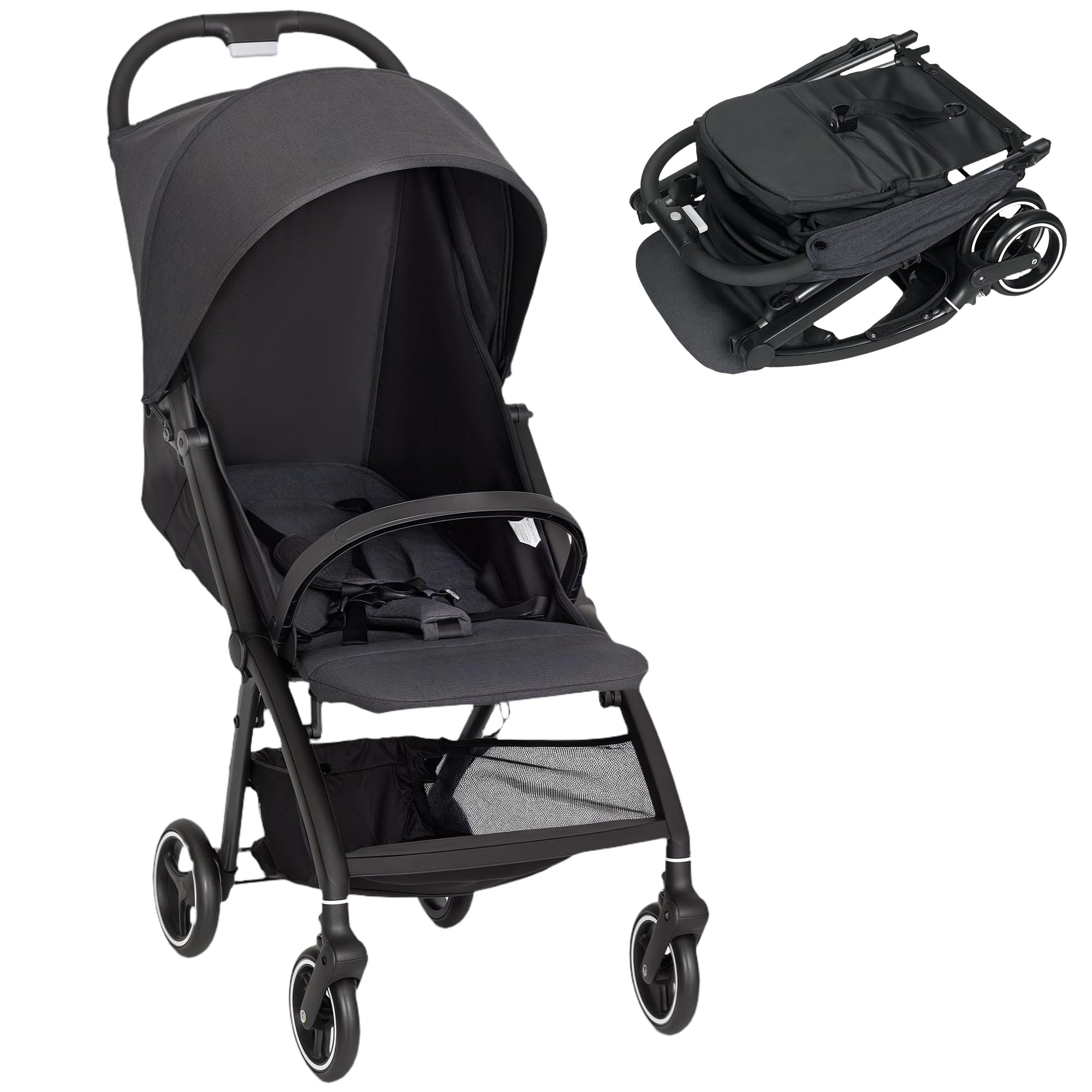 AIYAPLAY Passeggino Leggero Pieghevole 6,3kg per Bambini 0-3 Anni, Fino a 15 kg, Grigio