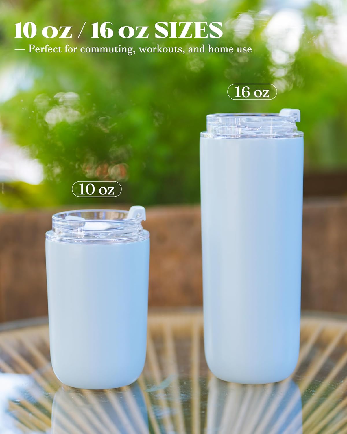 10 oz Insulated Coffee Tumblers, Travel Coffee Tumblers with Straw, Double-Wall Stainless Steel Tumbler, Leak Proof Tumbler, Reusable Cups with Lids for lced and Hot Drinks (Blue) - Image 4