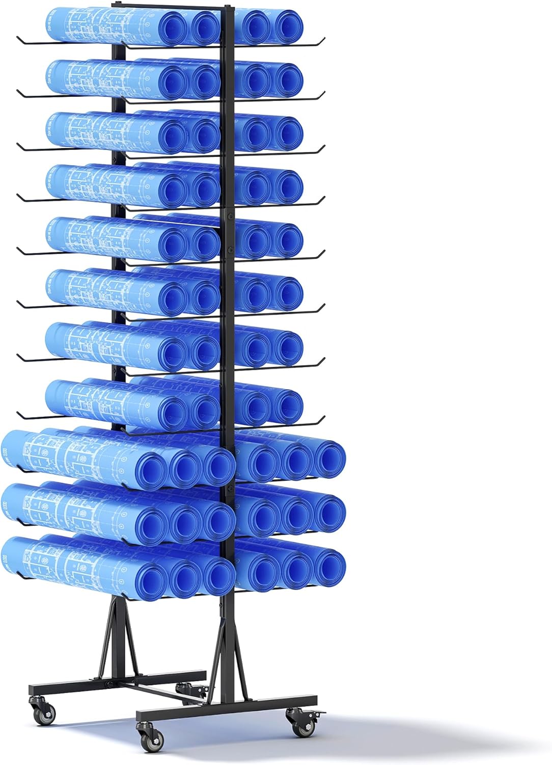 Rolling Large Blueprint Holder, 22 Tier Blueprint Storage Rack, Metal Vinyl Roll Storage Rack, Construction Plan Holder, Gift Wrapping Paper Organizer, Blue Print Display for Drawing, Artwork, Map