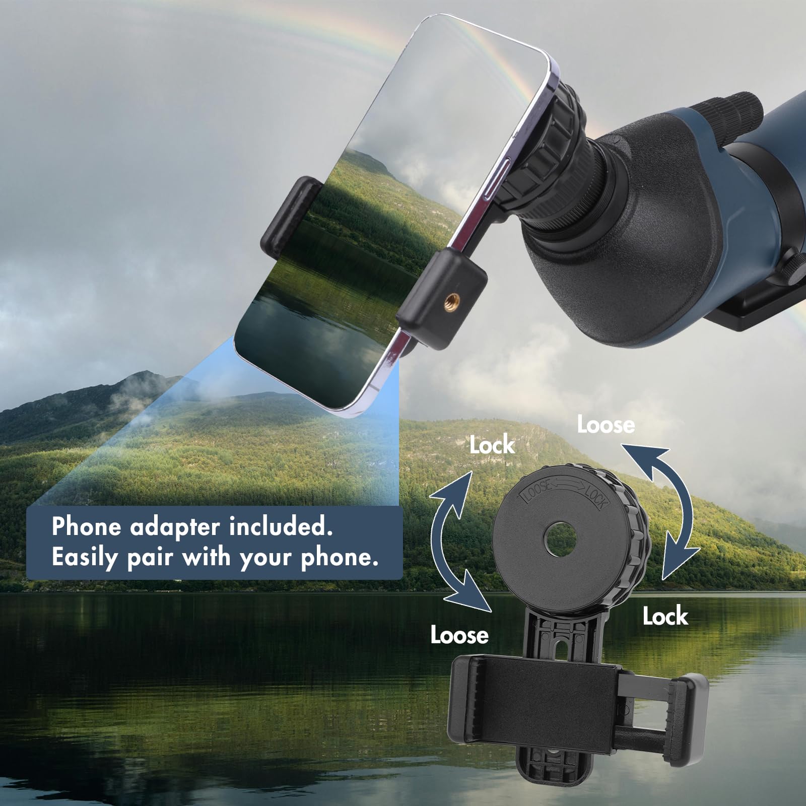 Telescopio ultra HD 25-75 x 70, doppia messa a fuoco, impermeabile, obiettivo FMC, prisma BAK4, custodia, treppiede, caccia, bird watching, paesaggi selvatici (blu)