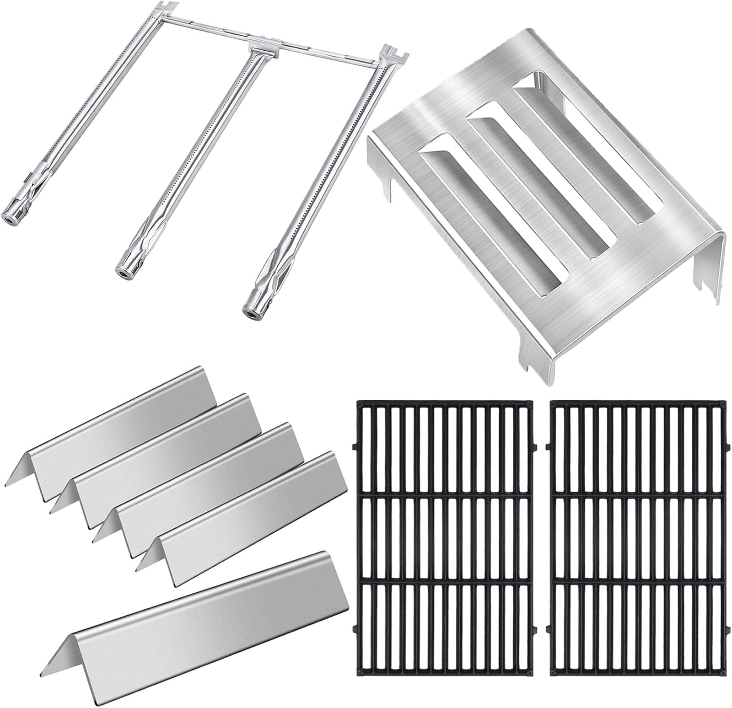 GasSaf Heat Deflector 67060, Flavorizer Bars 7636, Grill Burners 69787 and Grill Grates 7638 Replacement for Spirit 300 Series, E310 E320 E330 S310 S320 S330 Gas Grills with Front Control Knob