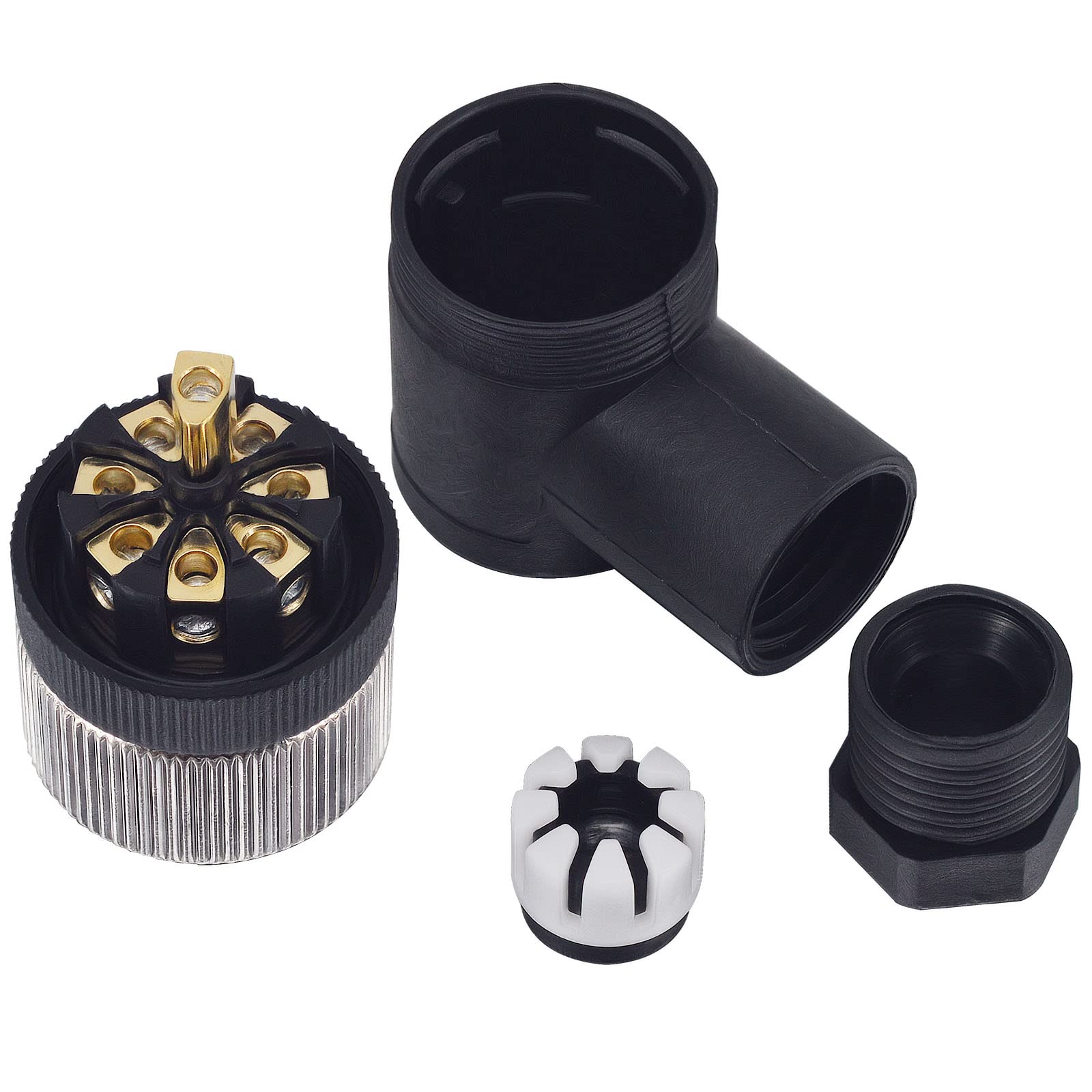 Lonlonty M12 8-Pin Aviation Connector Sockets, 90 Degree Female Panel Mount Industrial Plug - Image 3
