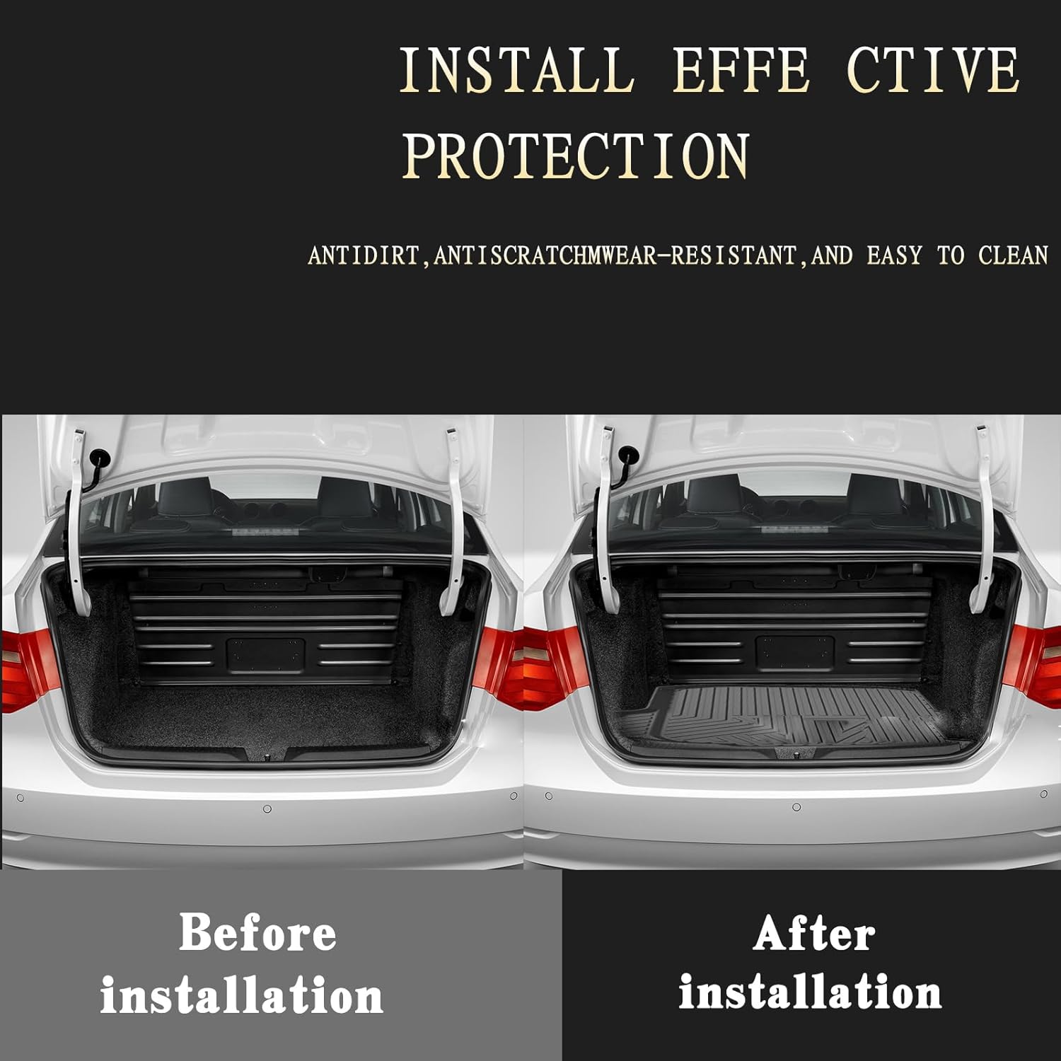 Elsetyler Custom Fit for Cargo Liner 2019-2024 2025 2026 Volkswagen VW Jetta - Black TPO All Weather Heavy Duty Waterproof Rear Cargo Tray Trunk Floor Mat Protector - Image 2