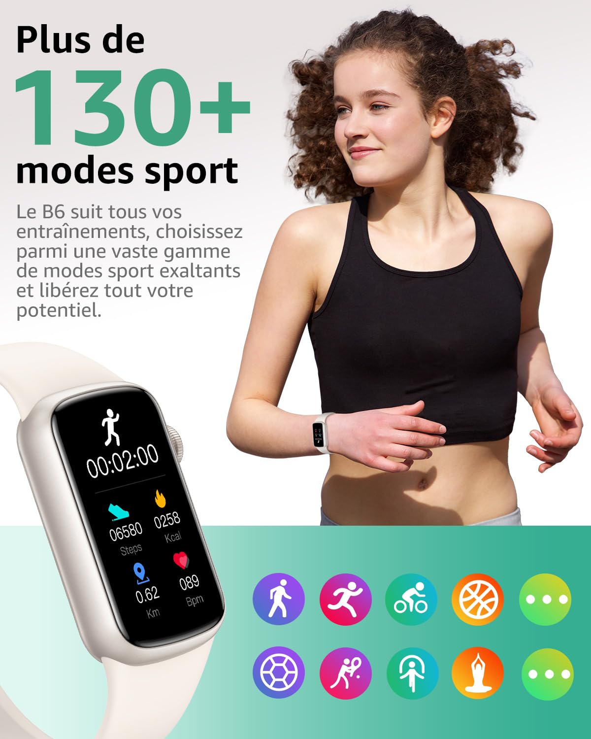 Montre Connectée Femme Homme, 1,47'' Smartwatch avec 137+ Modes Sportifs, Fitness Tracker avec Cardiofréquencemètre, Sommeil, Podomètre, IP68, Montre Intelligente pour Android iOS Galaxie