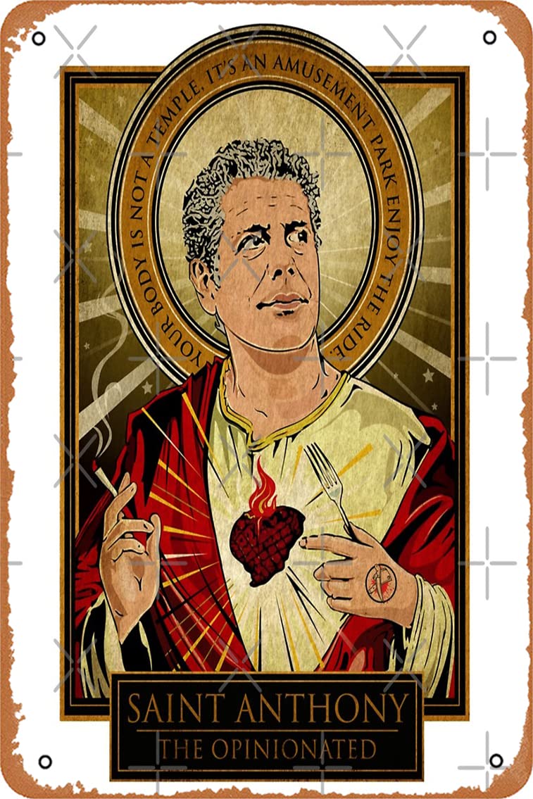 Saint Anthony - Anthony Bourdain Mounted Print Metal Tin Sign Vintage 8x12 Inch