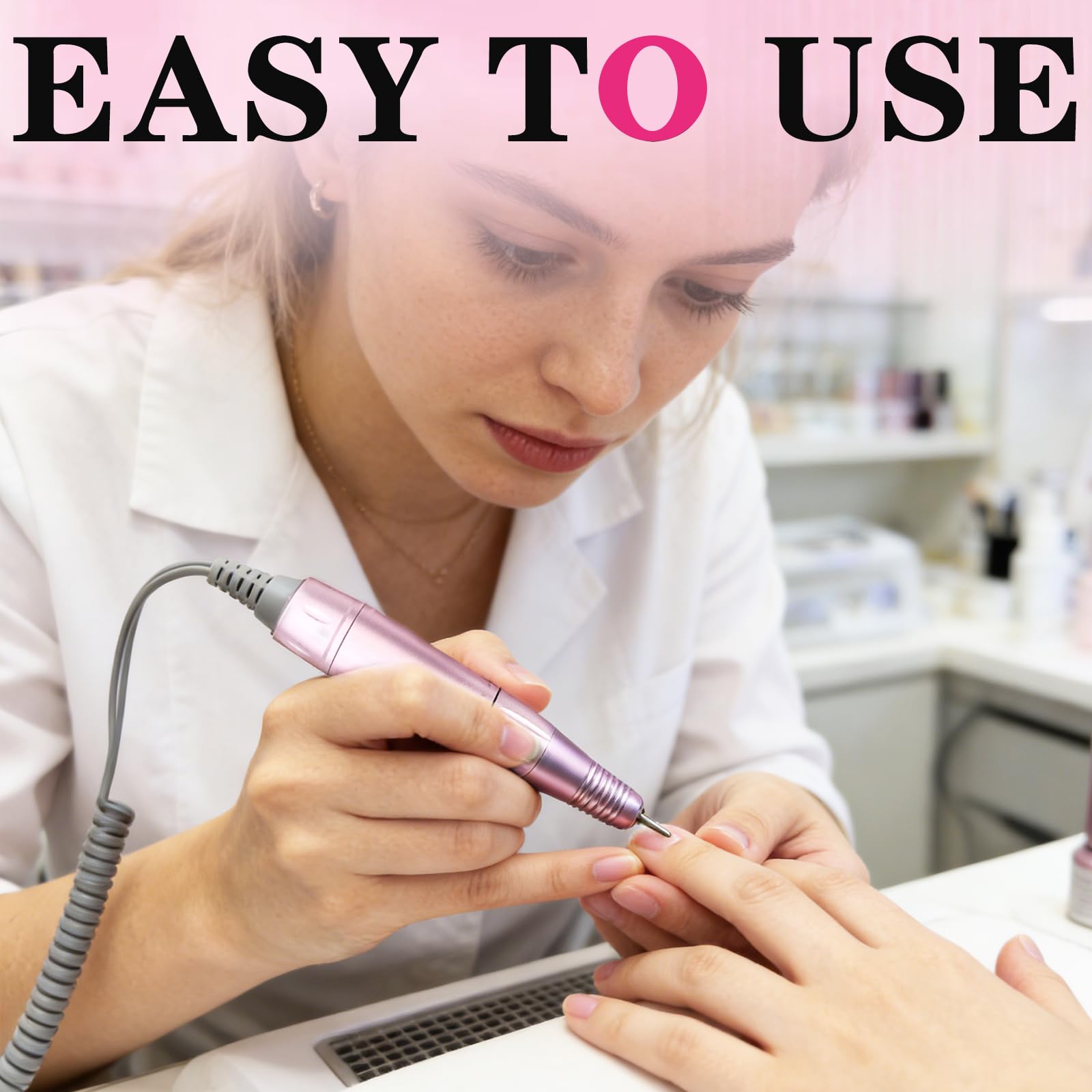 Fresa per Unghie, Motore per Manicure e Pedicure, Lima Elettrica Corpo Macchina senza Punte, per Nail Art (rosa)