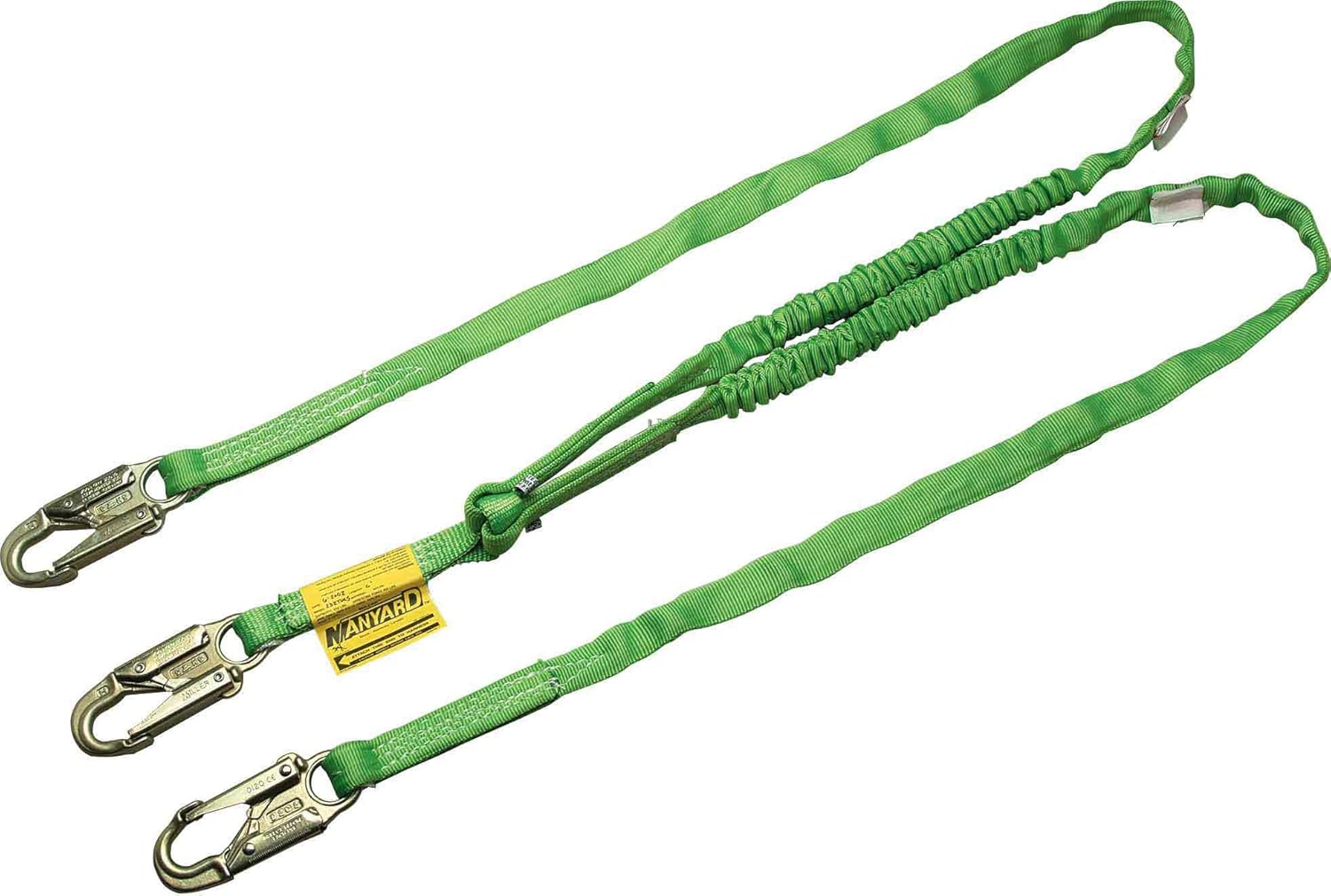 Miller by Honeywell 232TWLS/6FTGN 6-Feet Manyard High Performance HP Shock-Absorbing Webbing Lanyard with 3 Locking Snap Hooks, Green