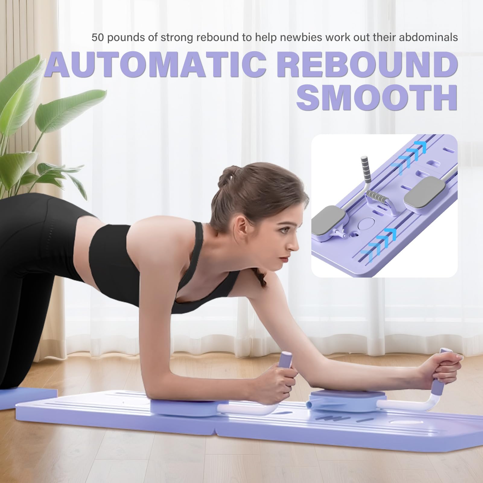 Set 5 in 1 per pilates riformatore, tavola da pilates con contatore a LED, rullo auto-rimbalzo, pieghevole, multifunzionale, per casa e palestra