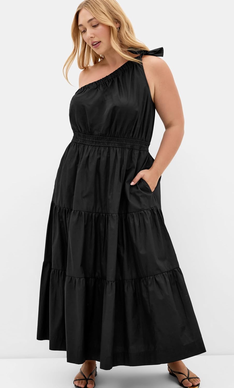 City Chic Plus Size Dress - Haylee One Shoulder Cotton Maxi
