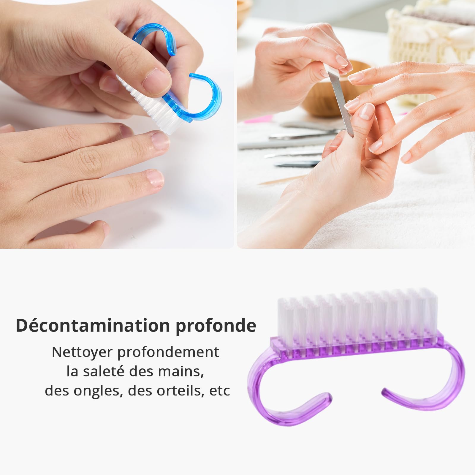 Cheerhom 4 Pezzi Spazzolino Unghie,con Manico in Plastica per Pulire le Dita