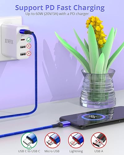 Miniatura 4 de Cable USB C a USB C (10 pies, paquete de 3), cable USB C de 60 W3 A de carga rápida para iPhone 1515Pro15Plus15ProMax Samsung S23S22S21 Note 2010