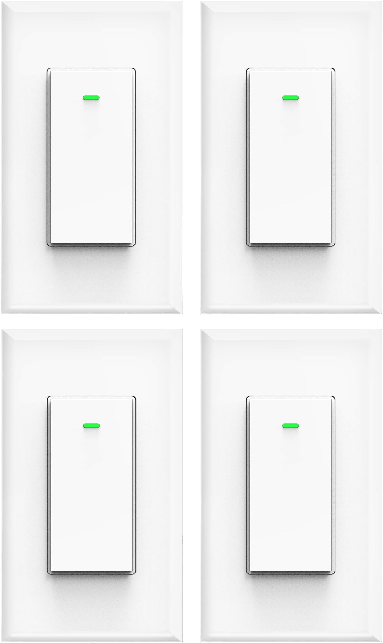 Smart light switch, Compatible with Alexa, Compatible with Google Assistant, No Hub Required, Smart Home WiFi Wireless, Suit for 1/2/3/4 Gang Switch Box, Neutral Wire Required, White Micmi 4pack