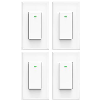 Smart light switch, Compatible with Alexa, Compatible with Google Assistant, No Hub Required, Smart Home WiFi Wireless, Suit for 1/2/3/4 Gang Switch Box, Neutral Wire Required, White Micmi 4pack