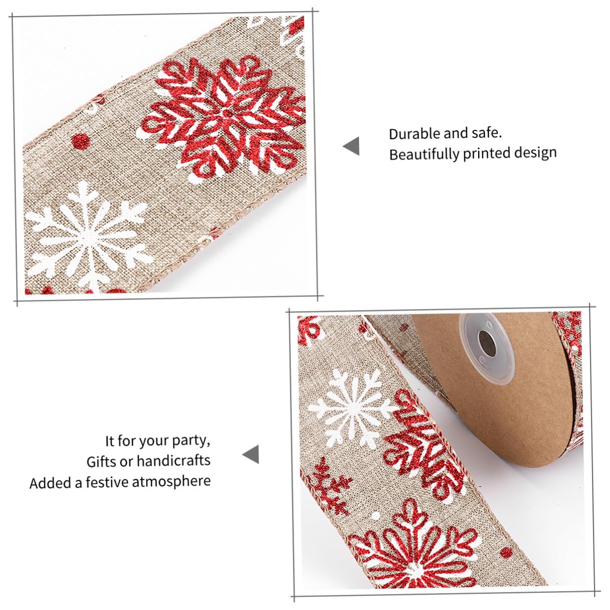 Housoutil 3 Rollos Cinta de Navidad con Diseño de de Metros para Decoración de Árboles Regalos y Manualidades Navideñas y