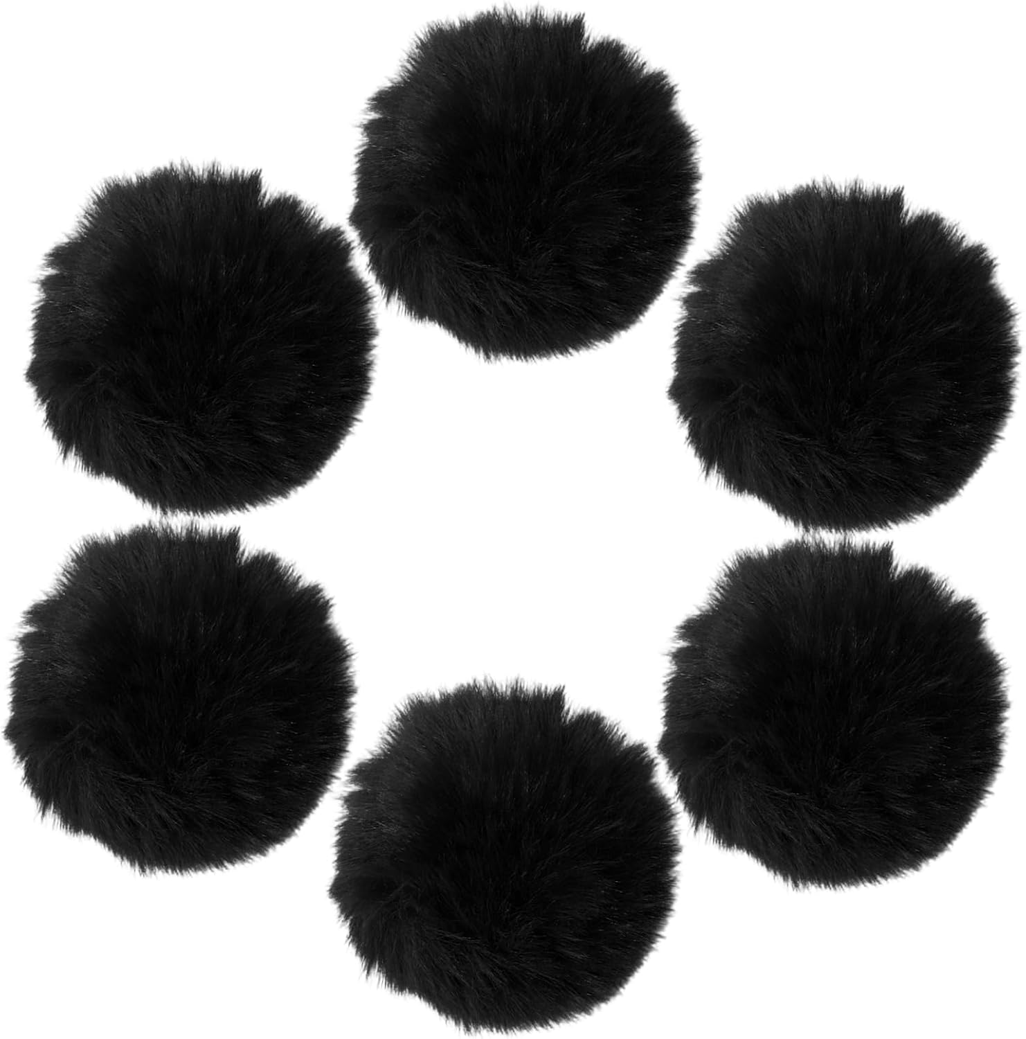PHITUODA Faux Fur Pom Pom Balls, 2.75 inch, Black, 12 Pack