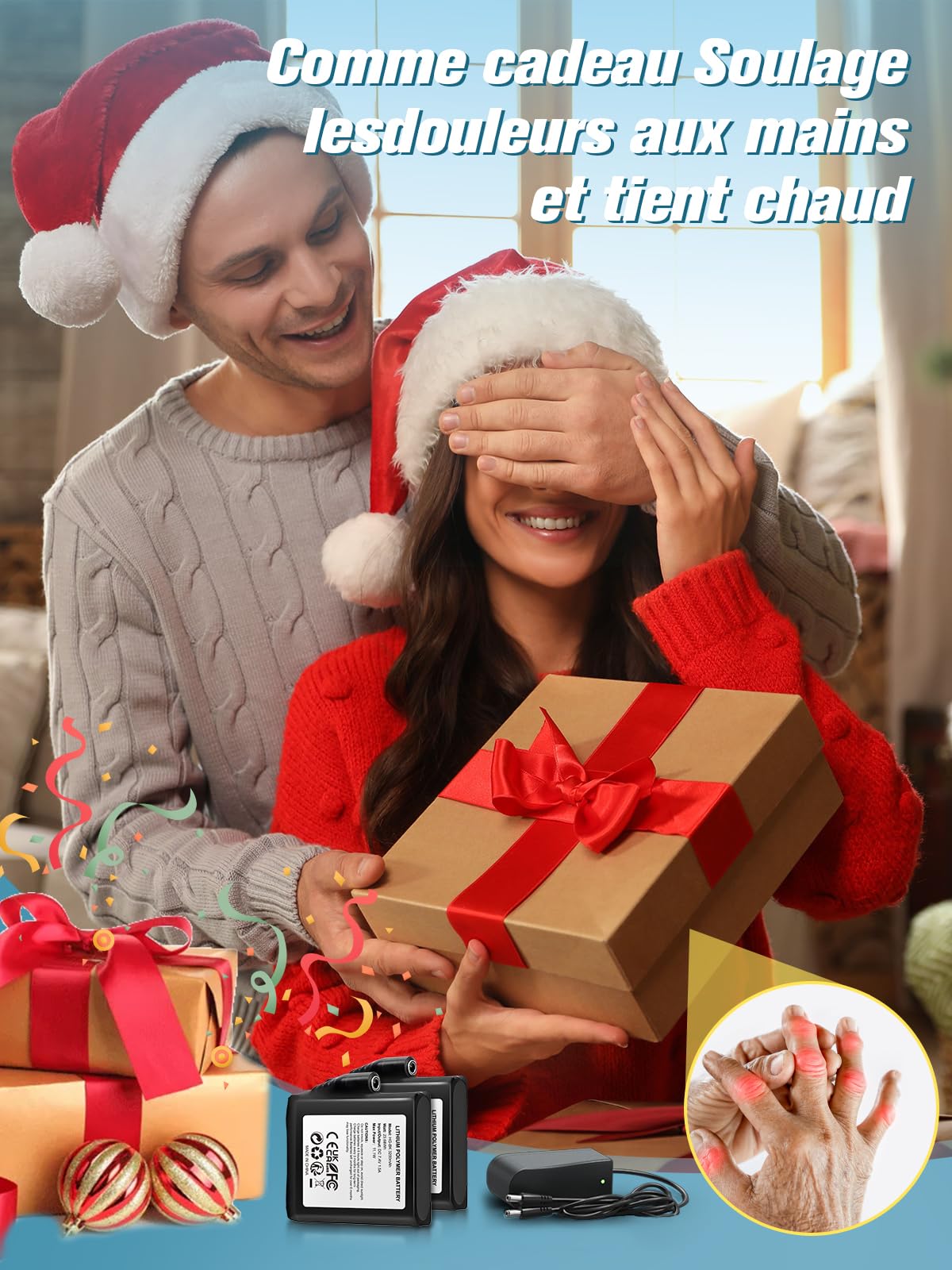 Gants Chauffants Fins pour Homme Femme,7.4V 6400mAh Gants Électriques à Batterie Rechargeable,Gants d'hiver Écran Tactile, 3 Température Réglablepour Randonnée, Ski, Randonnée