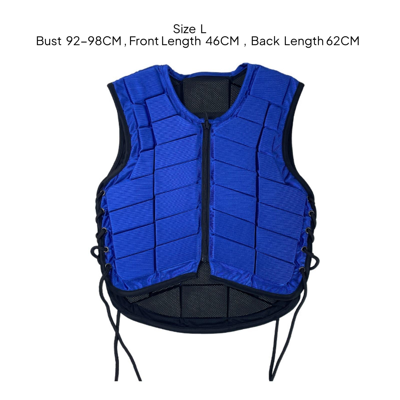 Chaleco Ecuestre con Protección contra Impactos Accesorio para Montar Caballos Chaleco Ecuestre con Lados Ajustables Malla Transpirable y Acolchado, Azul, Grande
