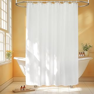 2-Pack Waterproof Fabric Shower Curtain Liner, Washable Cloth Shower Liner with 3 Extra-Large Magnets, 72 x 72 inch Hotel Quality White Lightweight Bathroom Shower Curtain Set - Amazon product rated Grade A