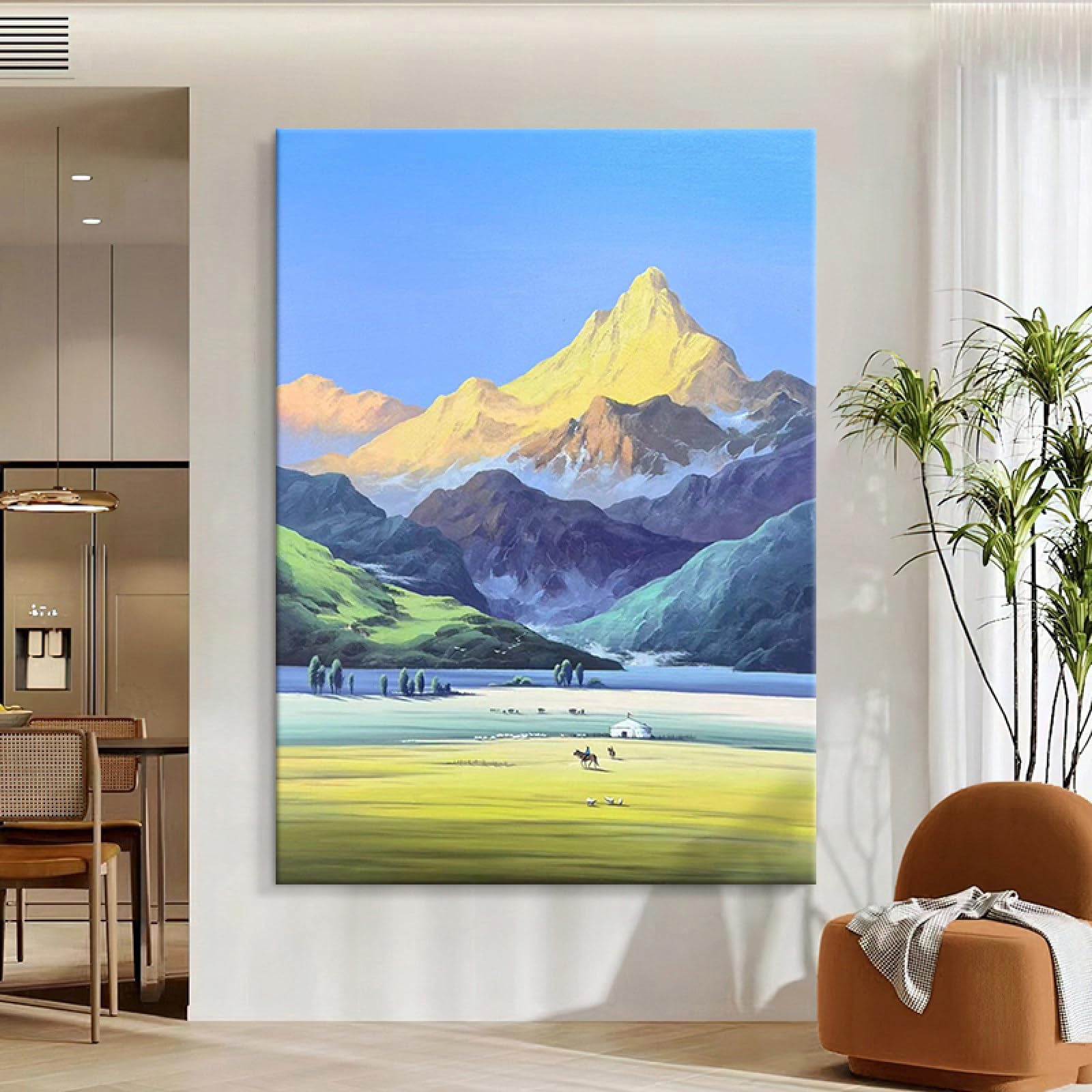 Peinture à l'huile sur toile grand format de paysage avec relief pour salon