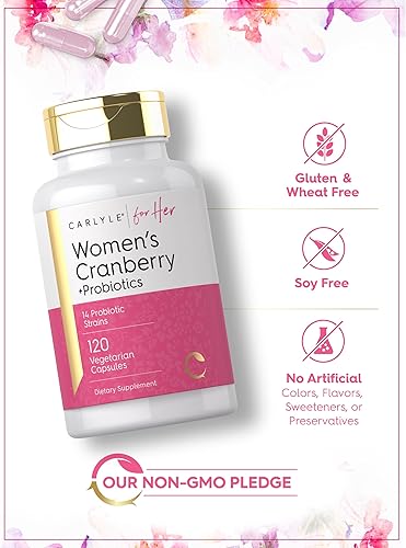 Miniatura 5 de Carlyle Probióticos Cranberry Plus para mujer | 120 cápsulas | con 14 cepas probióticas | Vegetariano, sin OMG, suplemento sin gluten | para ella