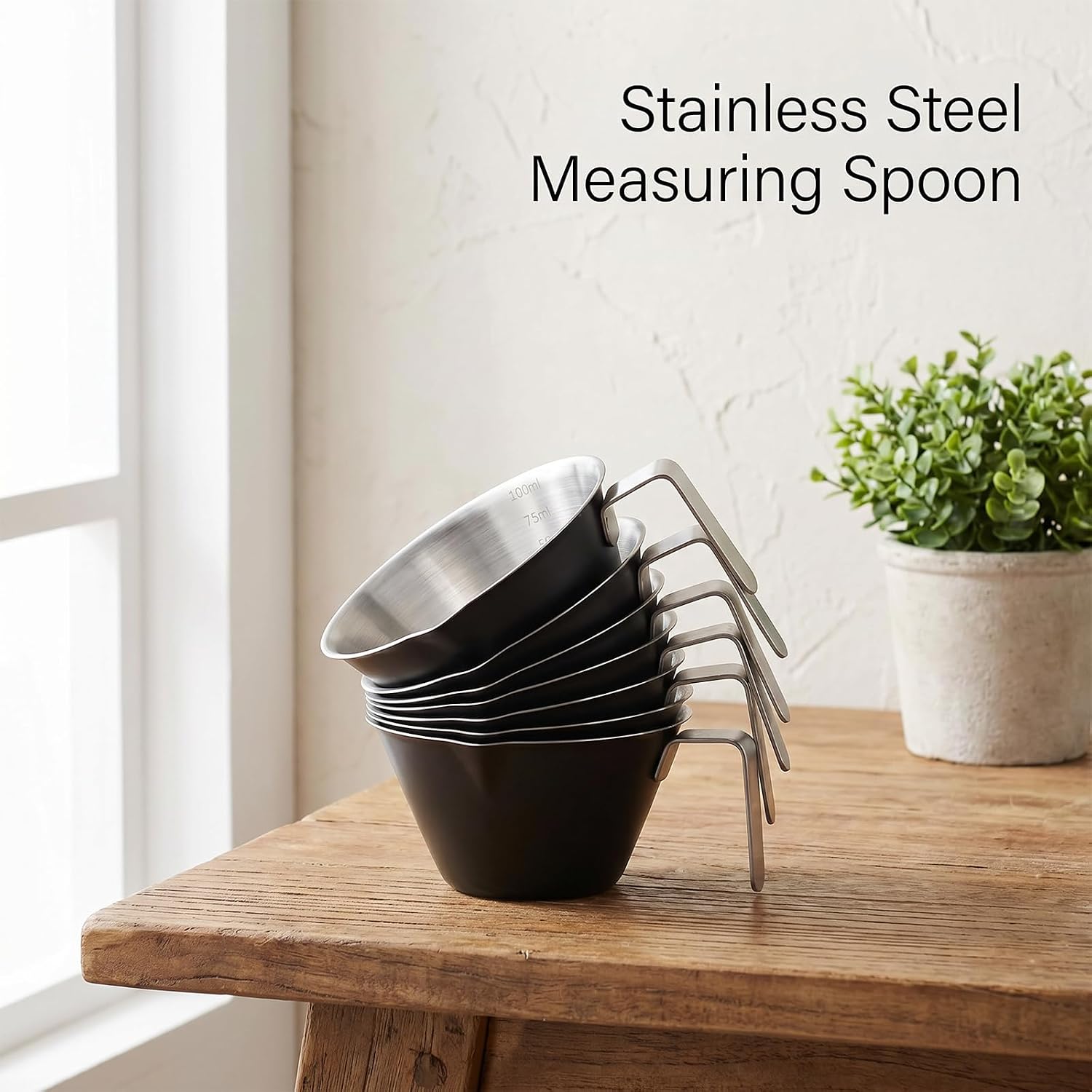 8 Pack Espresso Shot Cups Stainless Steel 3.4oz/100ml Espresso Measuring Cup with Handle Black Coffee Pouring Cup Dishwasher Safe Stackable