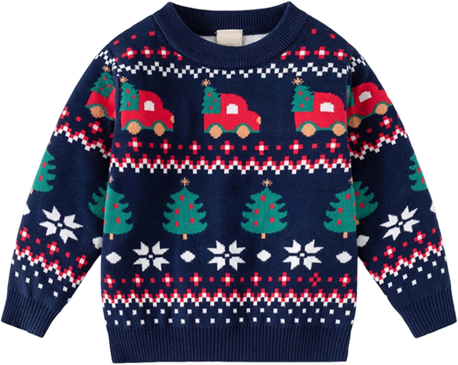 Baby Boy Girl Christmas Sweater Xmas Tree Crew Neck Pullover Sweaters