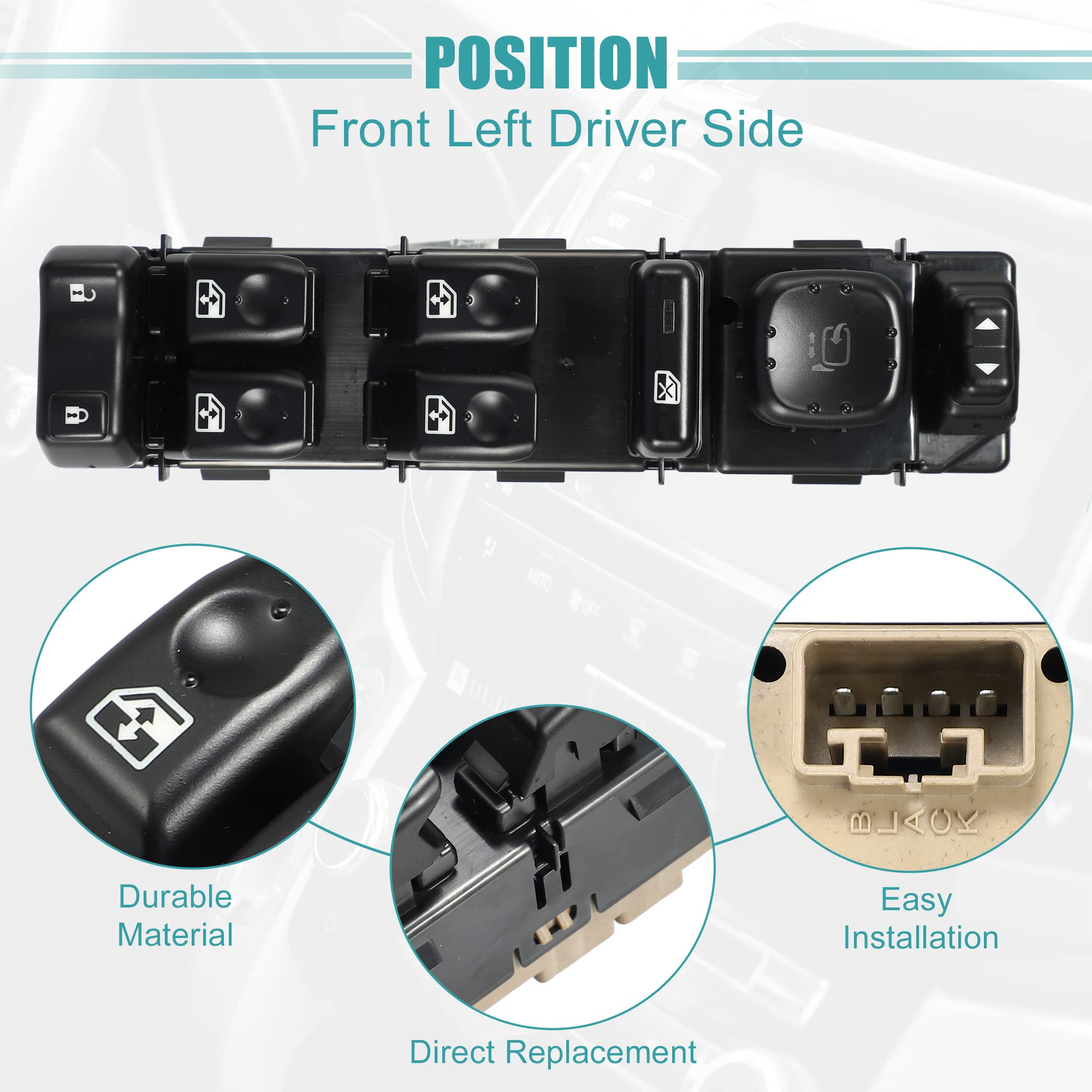 Power Window Switch LH 15054161 For Chevy Silverado 2000-2002 GMC Sierra Black E - Foto 4