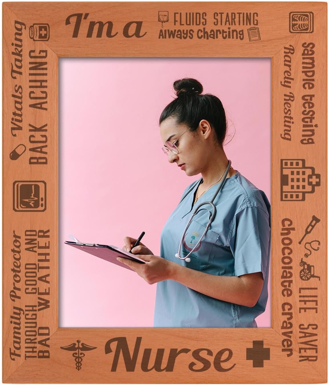 ThisWear Sentimental Frame I'm A Nurse Poem Wood Engraved 8x10 Portrait Picture Frame