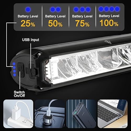 Miniatura 4 de Luces de bicicleta, 17 LED de 4000 lúmenes, luz de bicicleta con 4 modos, 10000 mAh USB recargable luz de bicicleta para bicicleta con pantalla de