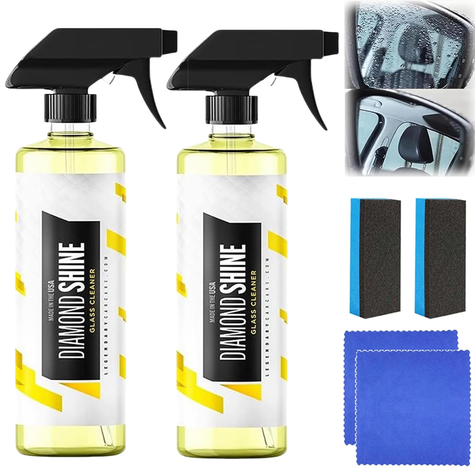 Nettoyant pour vitres de voiture brillant,Nettoyant pour vitres Diamond Shine,Nettoyant pour vitres automobiles pour une clarté et une visibilité améliorées (2 pièces)