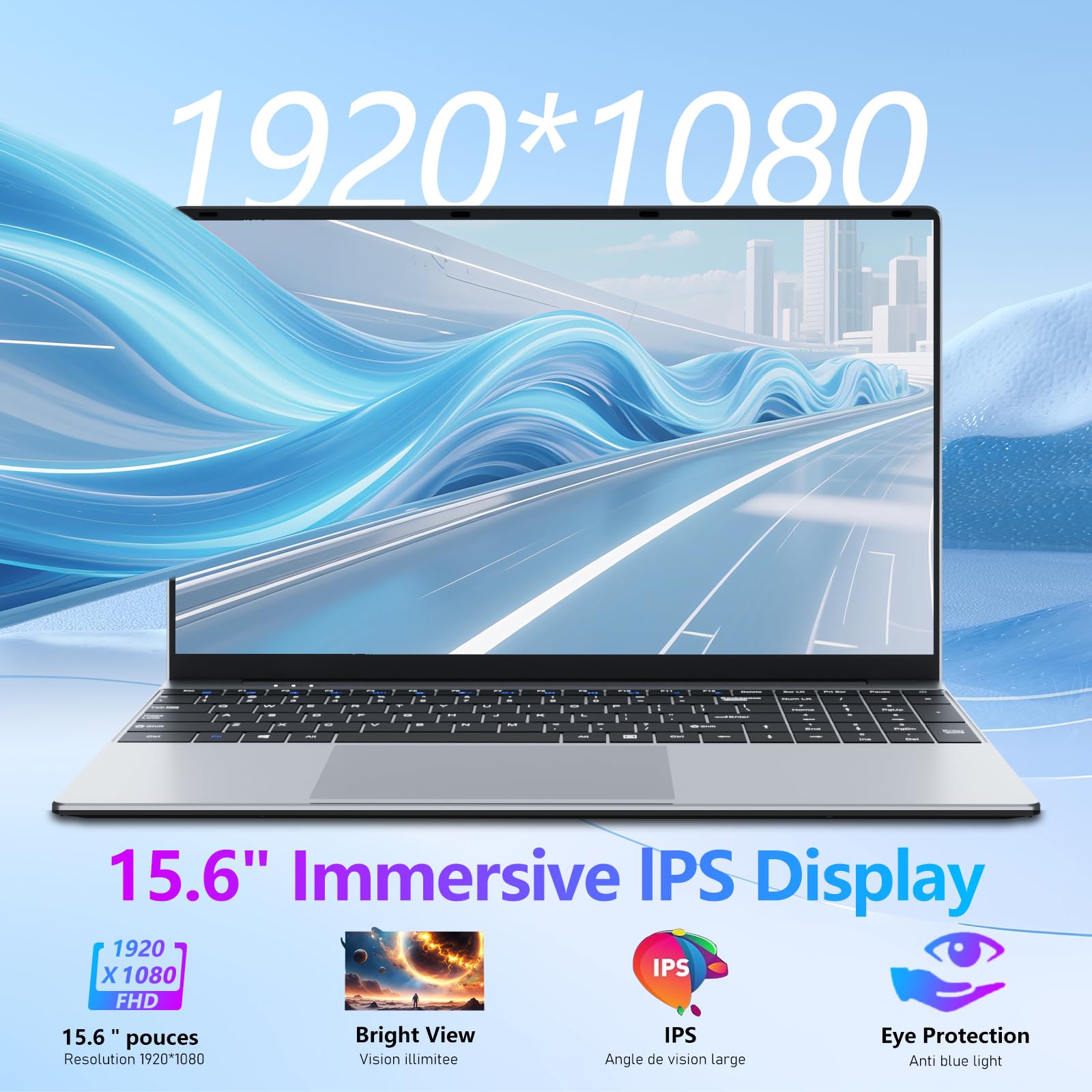 15,6 Pouces Ordinateur Portable avec Core i5 7Y54 Processeur, 16 Go RAM et 512 Go SSD, Win 11 Office 365 PC Portable 1920*1080 IPS FHD Écran, Laptop avec Clavier Rétroéclairé WIFI5 Mini-HDMI USB3.0 - 5